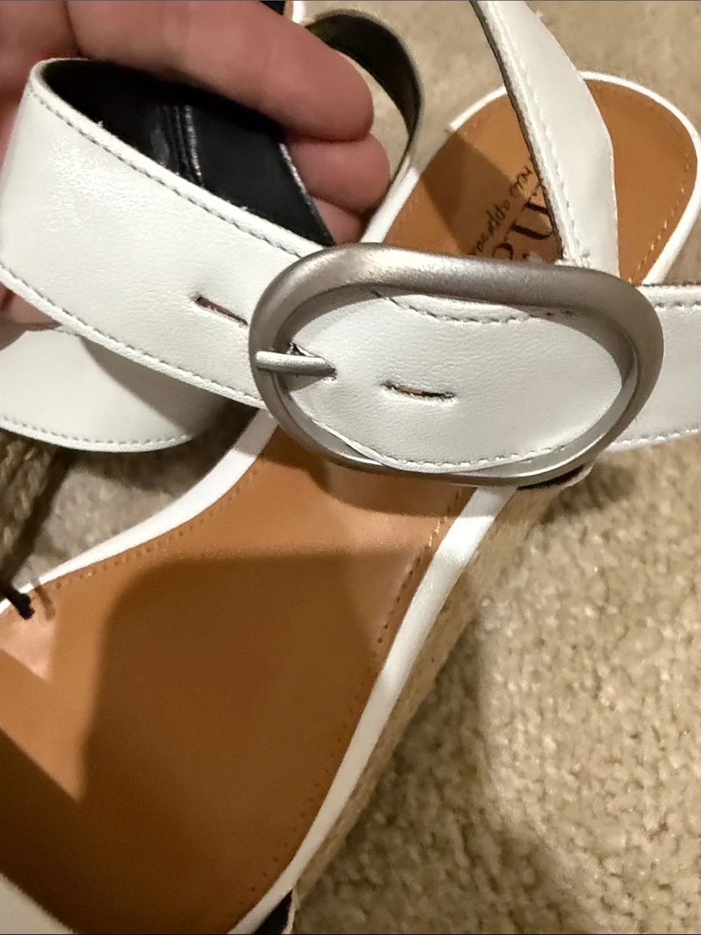 a.n.a White Espadrille Platform Sandals with Silver Buckle